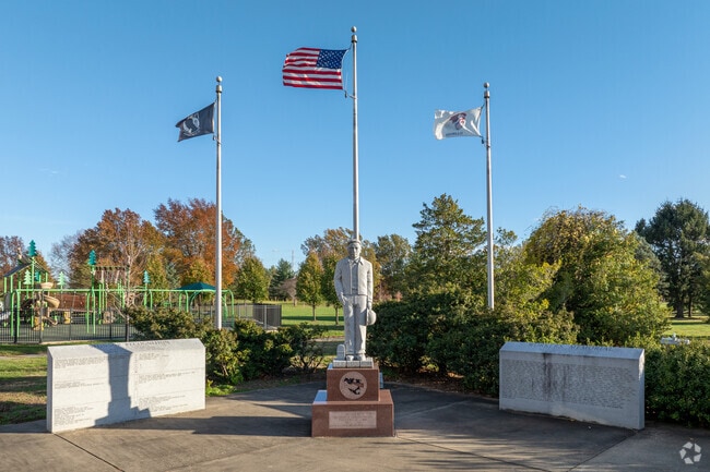 Sponsor and labor memorials sit proudly at the front of Gordon F Moore Community Park.