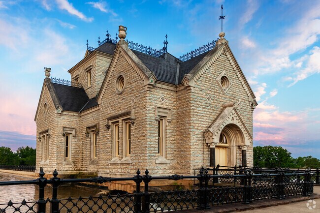 The Gothic style Crescent Hill Reservoir and Gatehouse was completed in 1879.