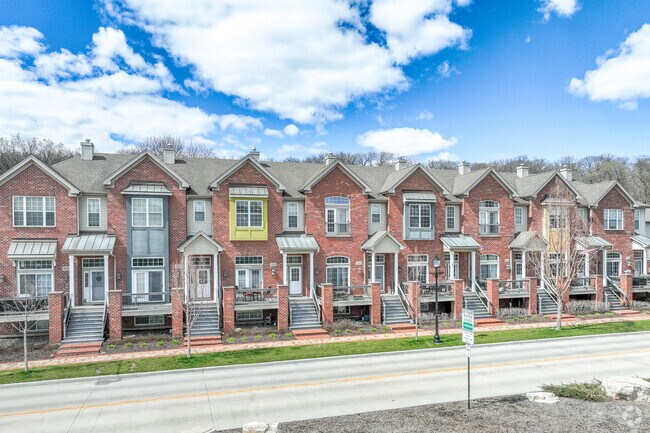 Rows of townhomes are situated along the waterfront view of Algonquin.