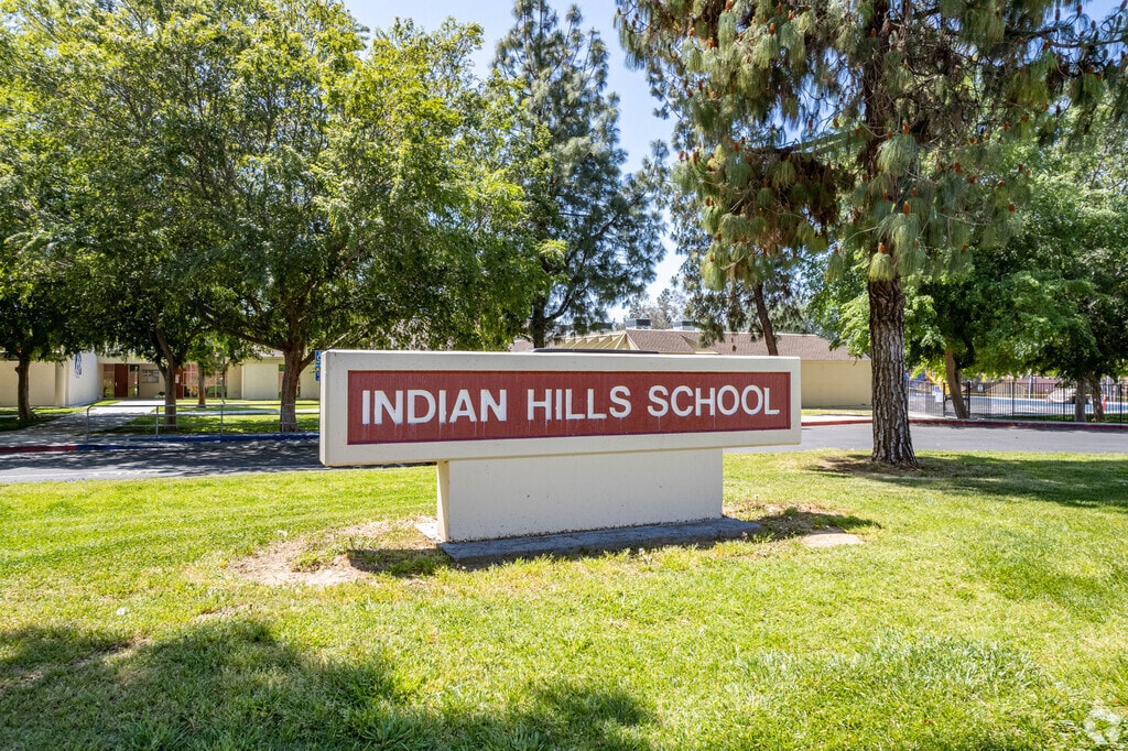 The signage at the entrance of Indian Hills Elementary School proudly displays its name.