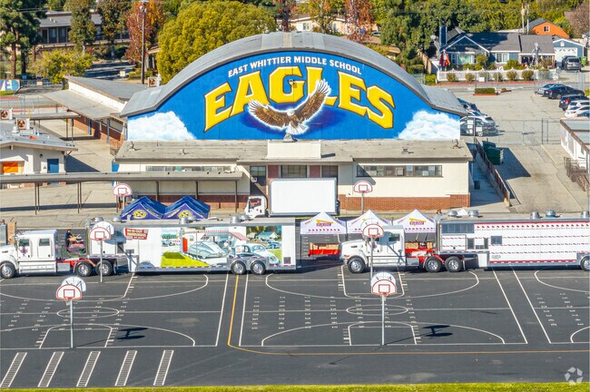 A mural greeting the students at East Whittier Middle School in Whittier