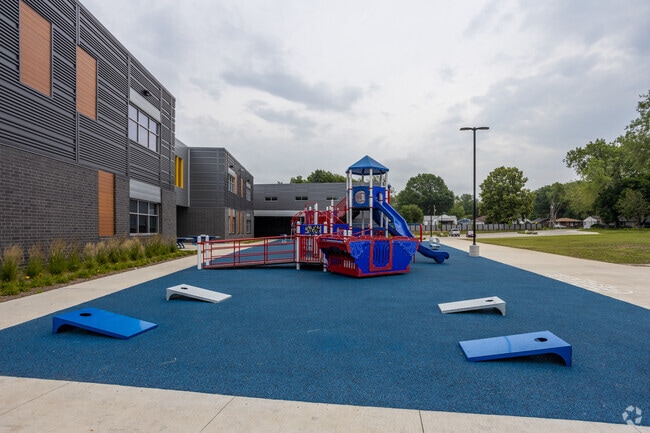 The playground at Olmsted Elementary School has something for everyone in Urbandale.