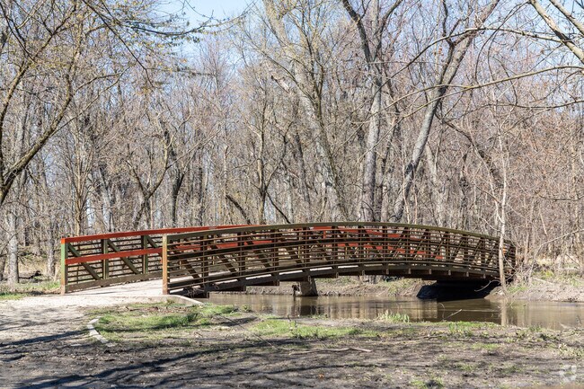 There are scenic trails and bridges at Linne Woods Forest Preserve in Morton Grove.