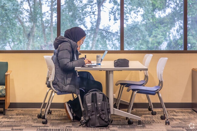 The library on Highline College's campus is a peaceful place to study in South Des Moines.
