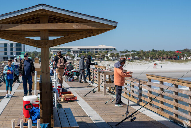 The Jacksonville Beach pier is a busy spot for the residents who love to fish.
