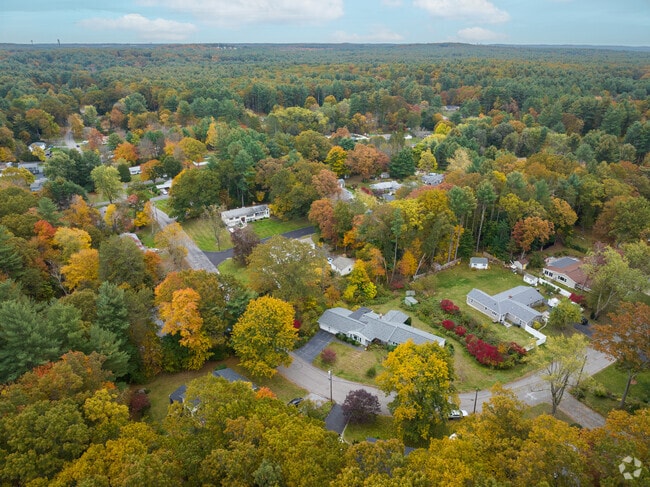 An aerial view of some of the home styles you will find in Old Stage Estates.