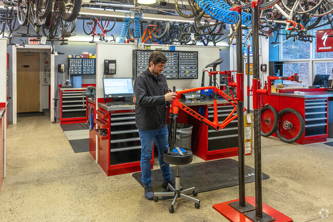 The Cycle Loft is a nearby bicycle shop offering new bikes, apparel, and repair services.