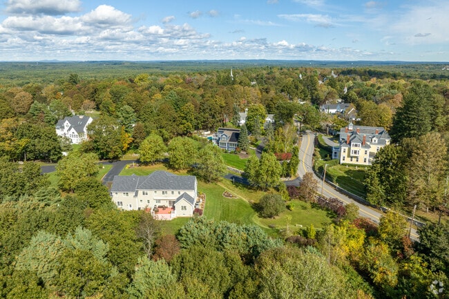 Many large homes can be found near the town center of Westford, MA.