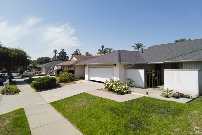 Row of rancher style homes in Ellwood, Santa Barbara, CA.