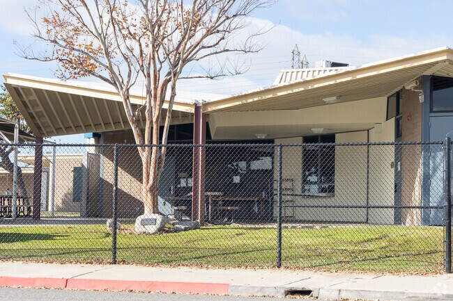 Fulton Middle has vaulted awnings in Fountain Valley.