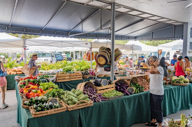 The produce market is the most popular and largest stand at The Key Biscayne Farmers Market which occurs every Saturday.