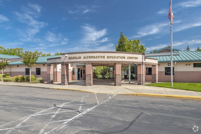 Victory High's main entrance welcomes all students.