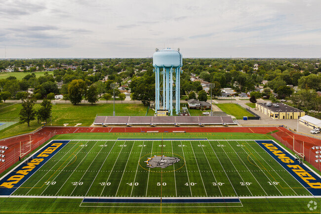 Behind Ben Franklin Middle and Elementary in Kenmore is a football field with a running track.