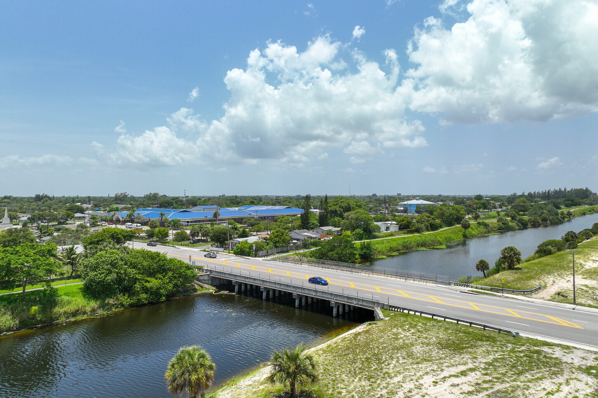 Palmetto Greenway goes alongside the Boynton Beach Canal which is a nice green walking trail.