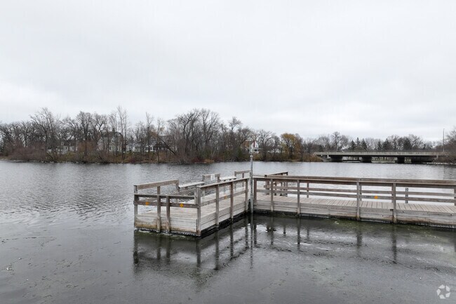 Fishing piers overlook Sauk Lake in Sauk Centre.