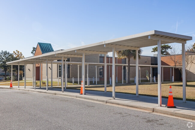 Ashley River Creative Arts Elementary School in West Ashley has covered pick and drop off areas.