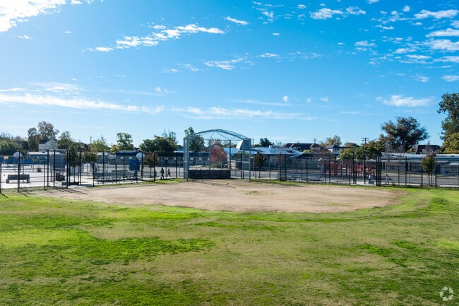 A track encompasses a baseball field at Angier Elementary located in Serra Mesa.