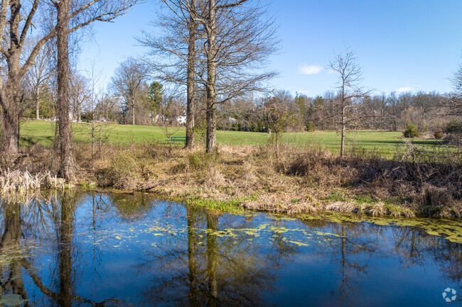 Old Short Hills Park in Short Hills, NJ has a pond, rolling fields and manicured trees