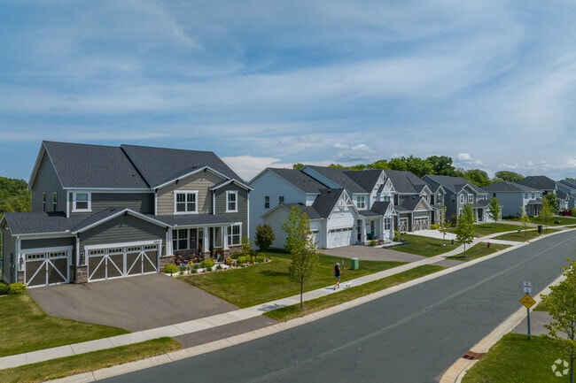 A recent housing development with various contemporary house styles.