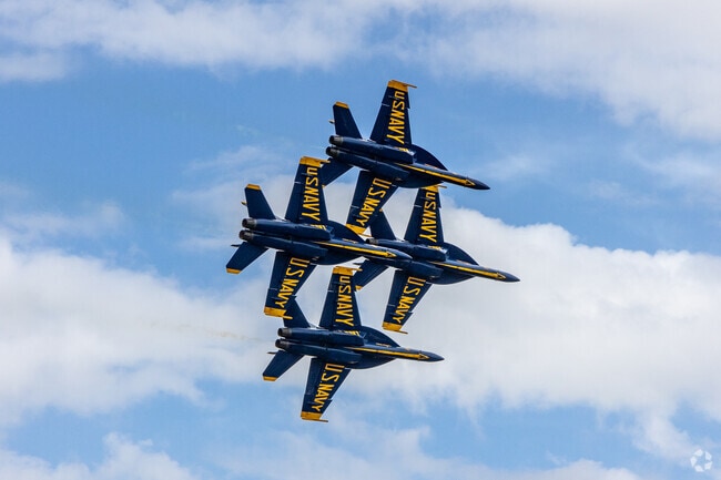 The U.S. Navy Blue Angels Fly with the skies of Jacksonville to a record crowd of people.