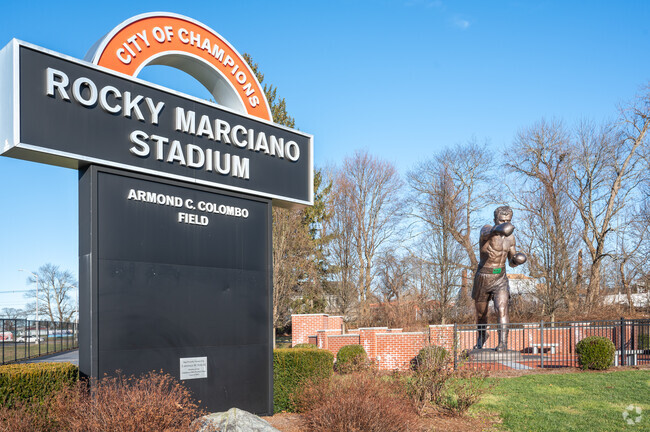Clifton Heights residents fill the stands at Rocky Marciano Stadium.