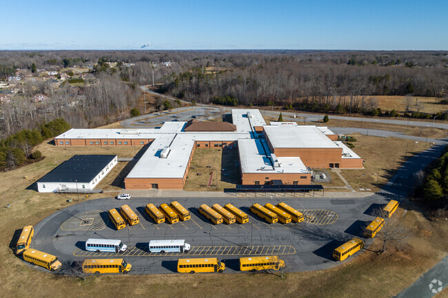 East Forsyth Middle School has a large parking lot to help buses easily maneuver.
