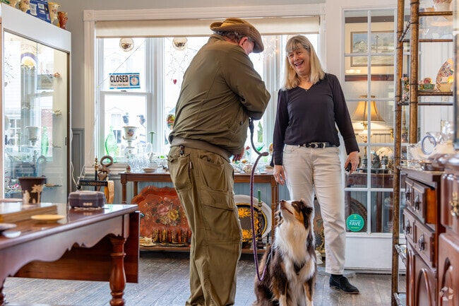 Most stores in Lawrenceville welcome pets with treats and smiles.