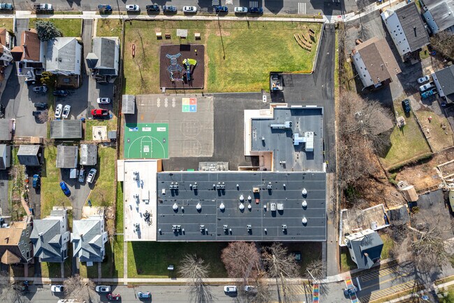 A look-down view on the campus at Lafayette Elementary School, Bound Brook, NJ.