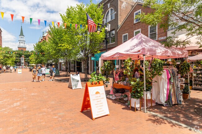 During the summertime, locals setup shop on the brick walkway of Church Street in Burlington.