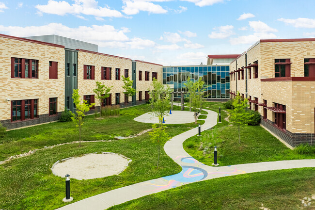 Mountain View School modern playground allows students to have fun in the safest environment.