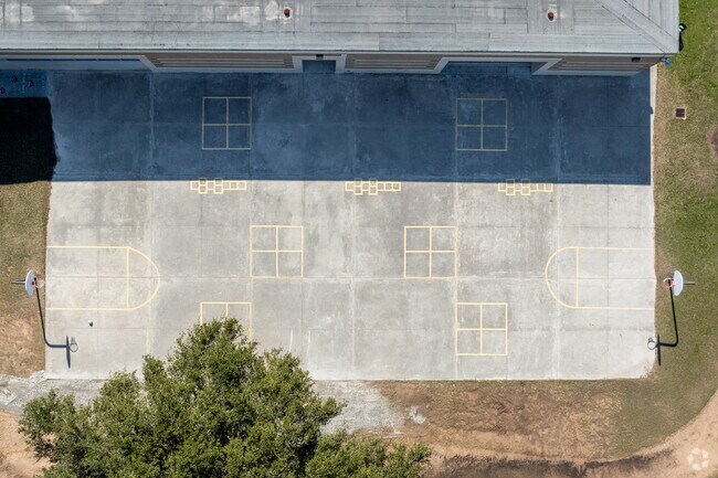Dribble and shoot hoops at Black Elementary School's dynamic basketball court.