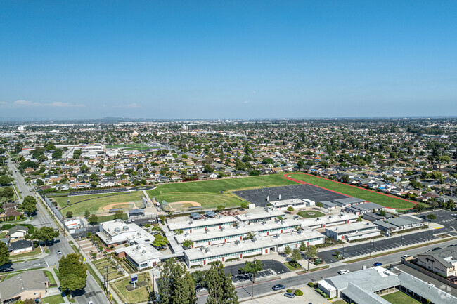 An aerial view of the entire campus at Corvallis Middle School in Norwalk.