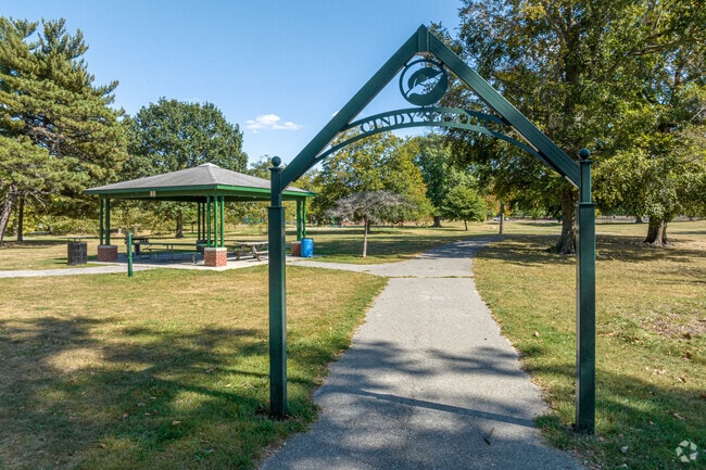 Trail through Christian Park in Indianapolis, Indiana.