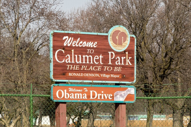 Calumet Park's welcome sign exclaims that it is "the place to be".