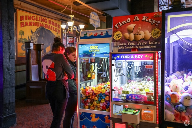 Come play games at the arcade in Spaghetti Warehouse, an Italian restaurant in Northside.