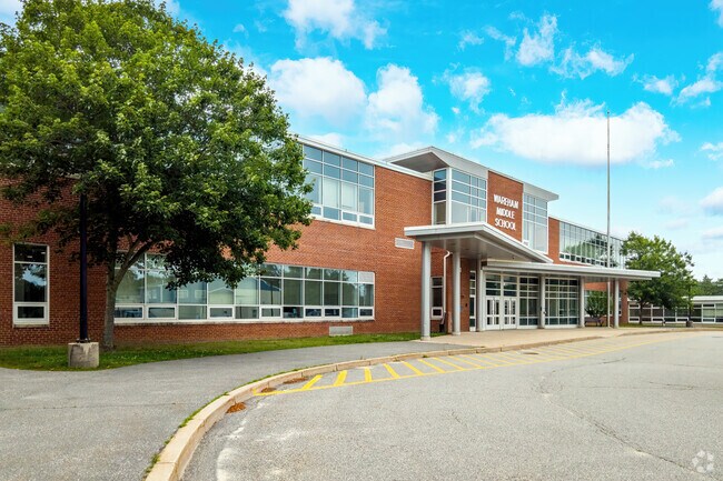 The Wareham Middle School in Wareham has a graceful drop-off circle.