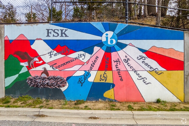 A beautiful IB mural is displayed at the Francis Scott Key Middle School in Hillandale, MD.