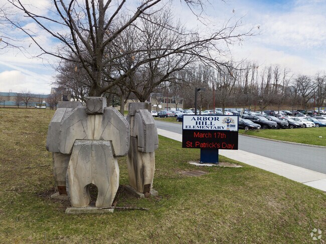 Beautiful Statue greets you as you enter Arbor Hill Elementary.