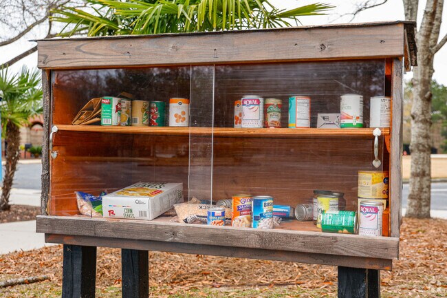Eagle Nest Elementary School offers a nonperishable food cabinet for those in need.