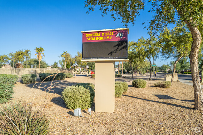 Centerra Mirage STEM Academy's welcoming monument sign in Goodyear.