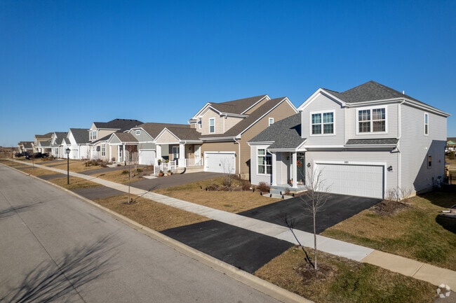 Two story rows of homes are popular in the newer subdivisions of Elburn.