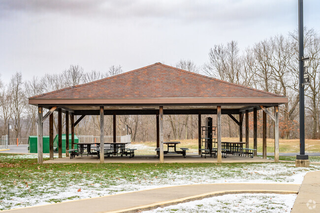 Students at Jefferson-Morgan Elementary School have a pavilion for outdoor lunch time.