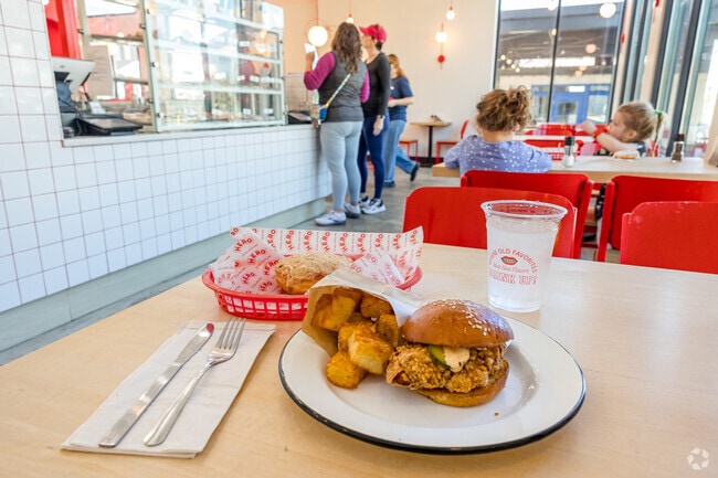 The Super Crunch chicken sandwich and Banana Pudding doughnut are popular at Hero in Summerhill.