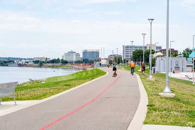 Sunrise Park has walking trails, a skate park, and beautiful waterfront views.