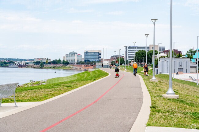 Sunrise Park has walking trails, a skate park, and beautiful waterfront views.