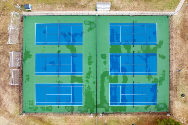 An aerial view of the Tennis Courts at Chickahominy Middle School.