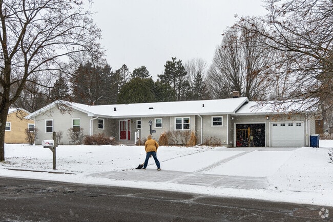 Ranch homes are common along the snowy streets of Forest Park.