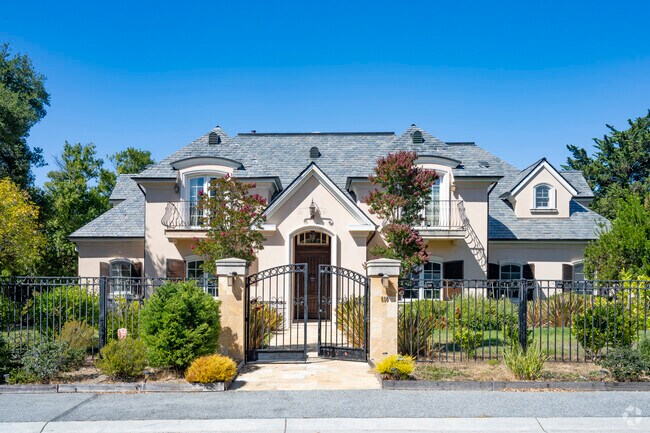 Large two-story estates are commonly found in the Carolands neighborhood.