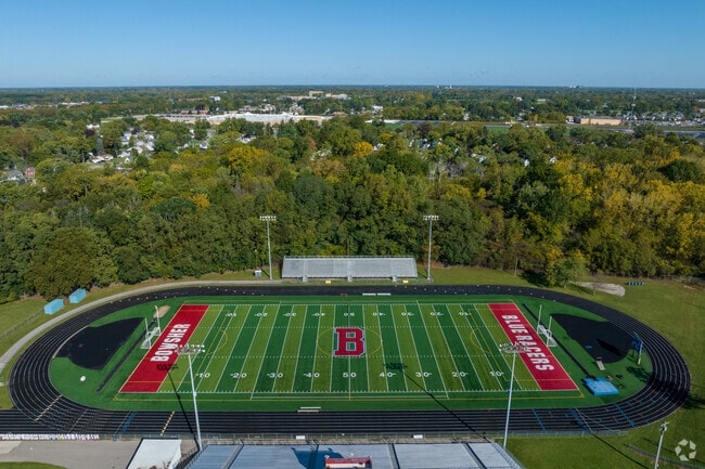 The field at Bowsher High School in Toledo supports track & field and football.