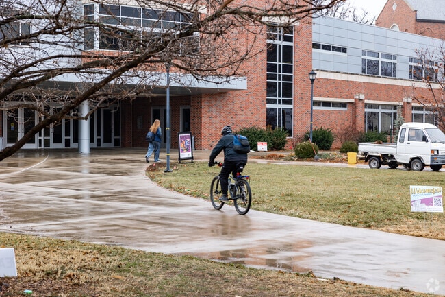 Pathways at WSU allow students to bike to class in Fairmount.